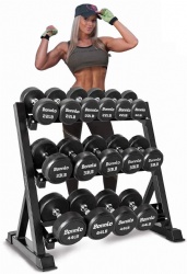 Hot selling rubber coated dumbbell set with rack